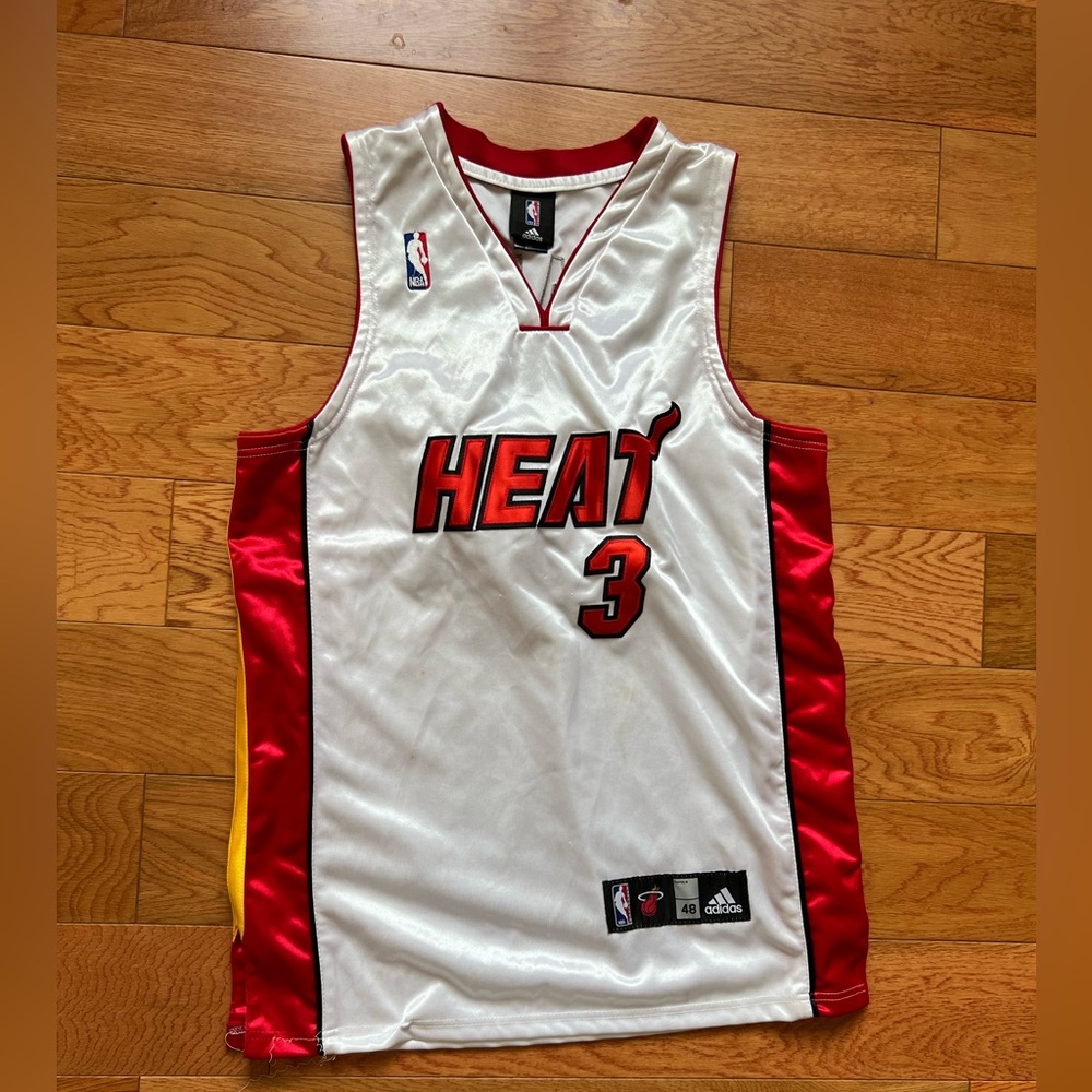 Vintage adidas Miami heat #3 Dwayne wade nba jersey white red men’s size 48